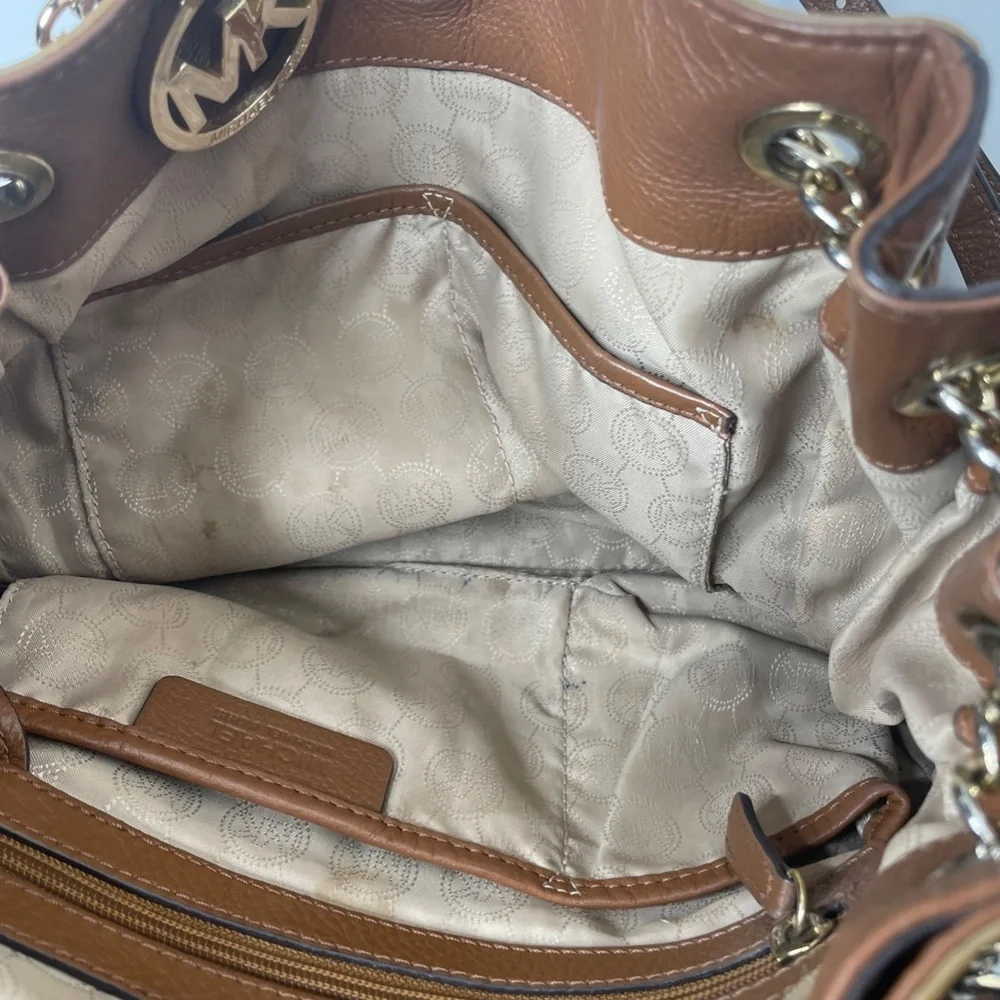 Michael Kors Brown Pebbled Leather Shoulder Bag‎